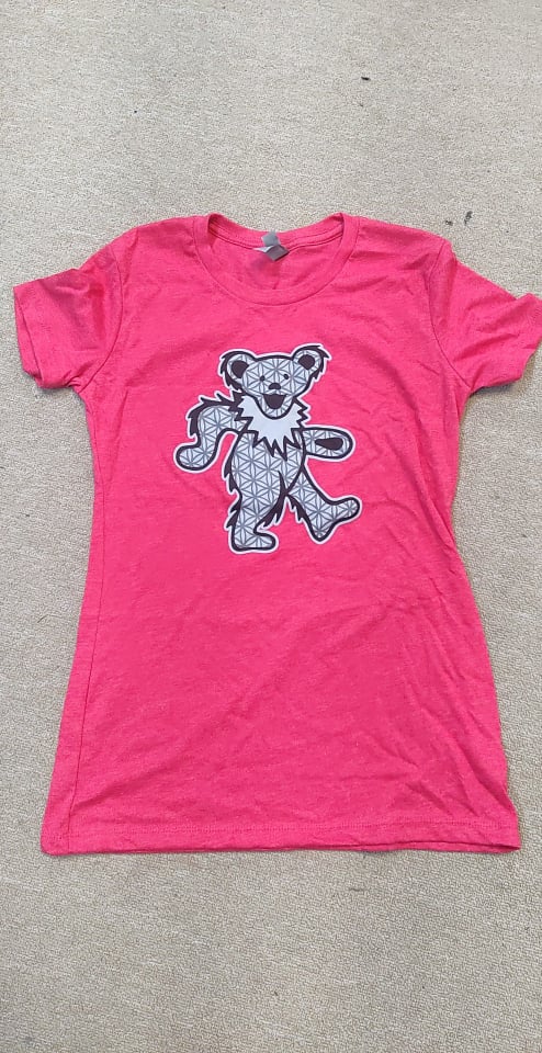 Womens Grateful Dead Sacred Bear Red T-shirt - HalfMoonMusic