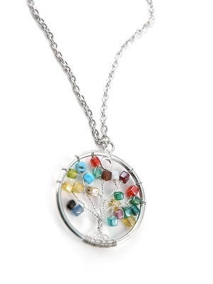 Beaded Wire Tree Necklace - HalfMoonMusic