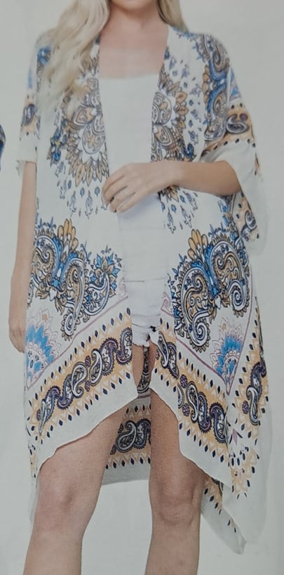 Womens Viscose Paisley Print Kimono - HalfMoonMusic