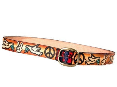 Leather Peace Belt - HalfMoonMusic