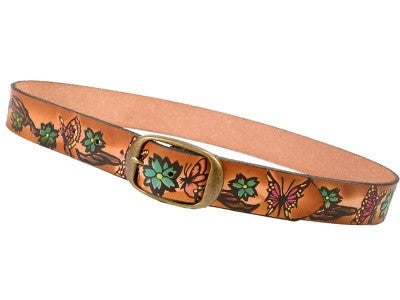 Leather Flower Butterfly Belt - HalfMoonMusic