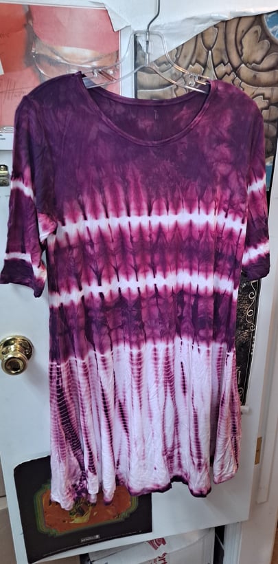 Womens Tie-Dye Short Sleeve Pinky Out Dress - HalfMoonMusic