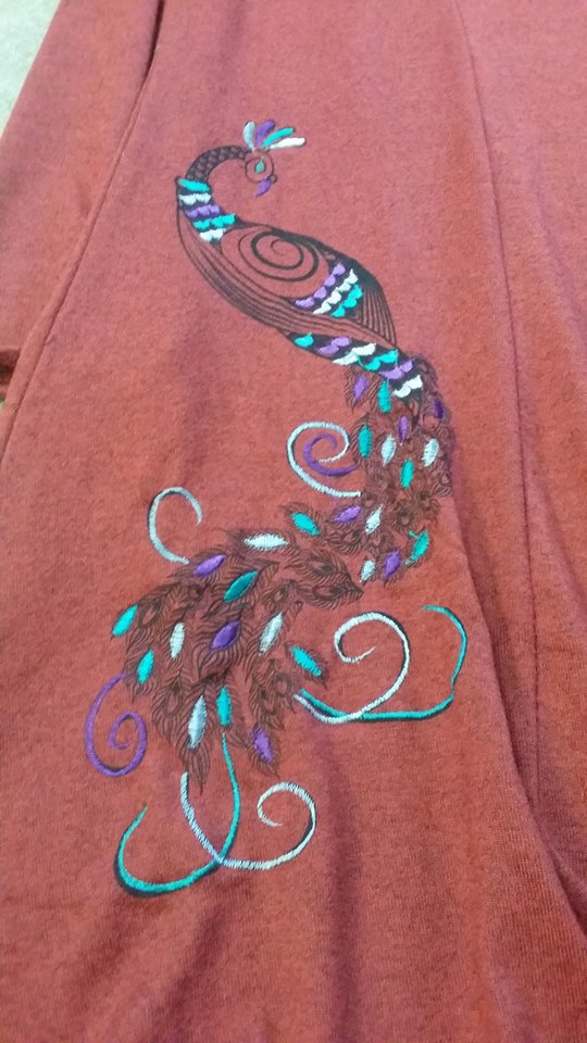 Womens Queen Peacock Embroidered Long Sleeve Dress - HalfMoonMusic