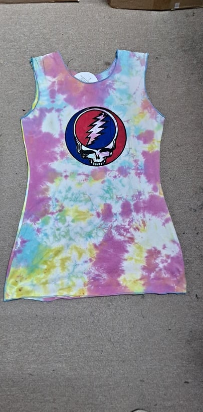 Womens Tie-Dye Pastel Grateful Dead SYF Sleeveless Top - HalfMoonMusic