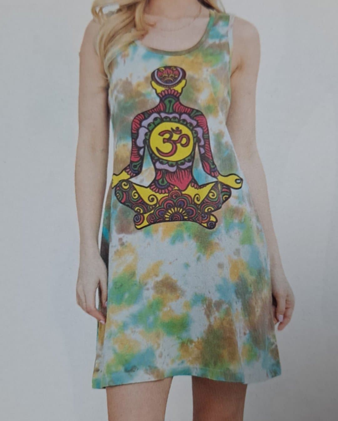 Womens Cotton Om Meditation Tunic Tank Dress - HalfMoonMusic