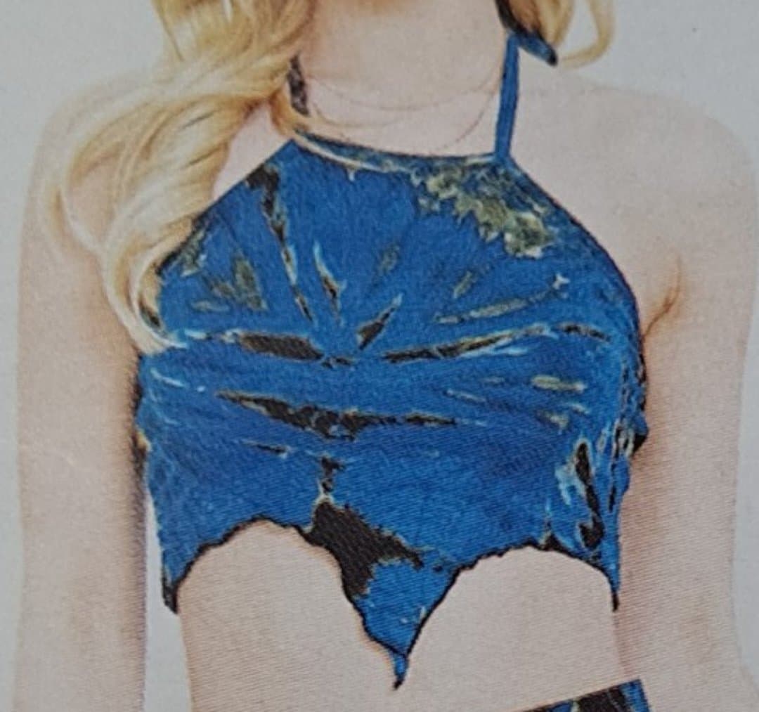 Womens Spandex Tie-Dye Fairy Cut Halter Top - HalfMoonMusic