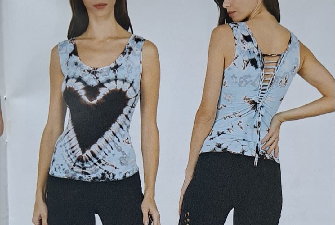 Womens Rayon Spandex Tie-Dye Razor Cut Sleeveless Top - HalfMoonMusic