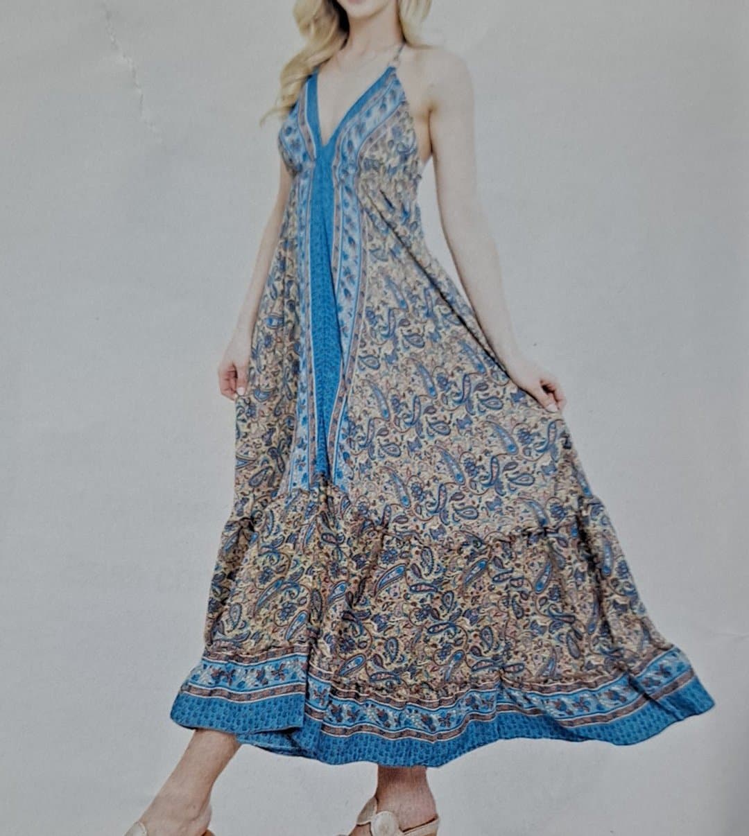 Womens Open Back Sleeveless Flowy Strap Dress - HalfMoonMusic