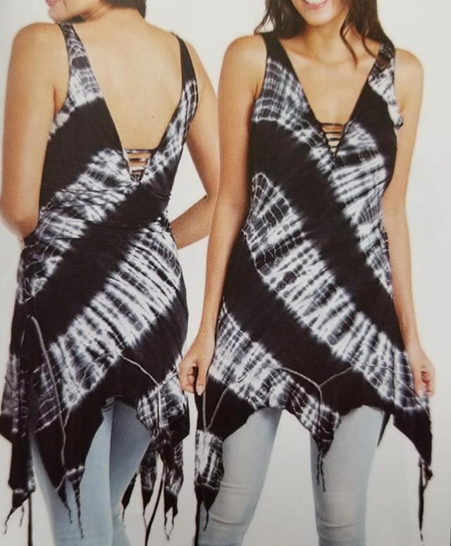 Tie Dye Lace Tank Dress with Fairy Hem - HalfMoonMusic