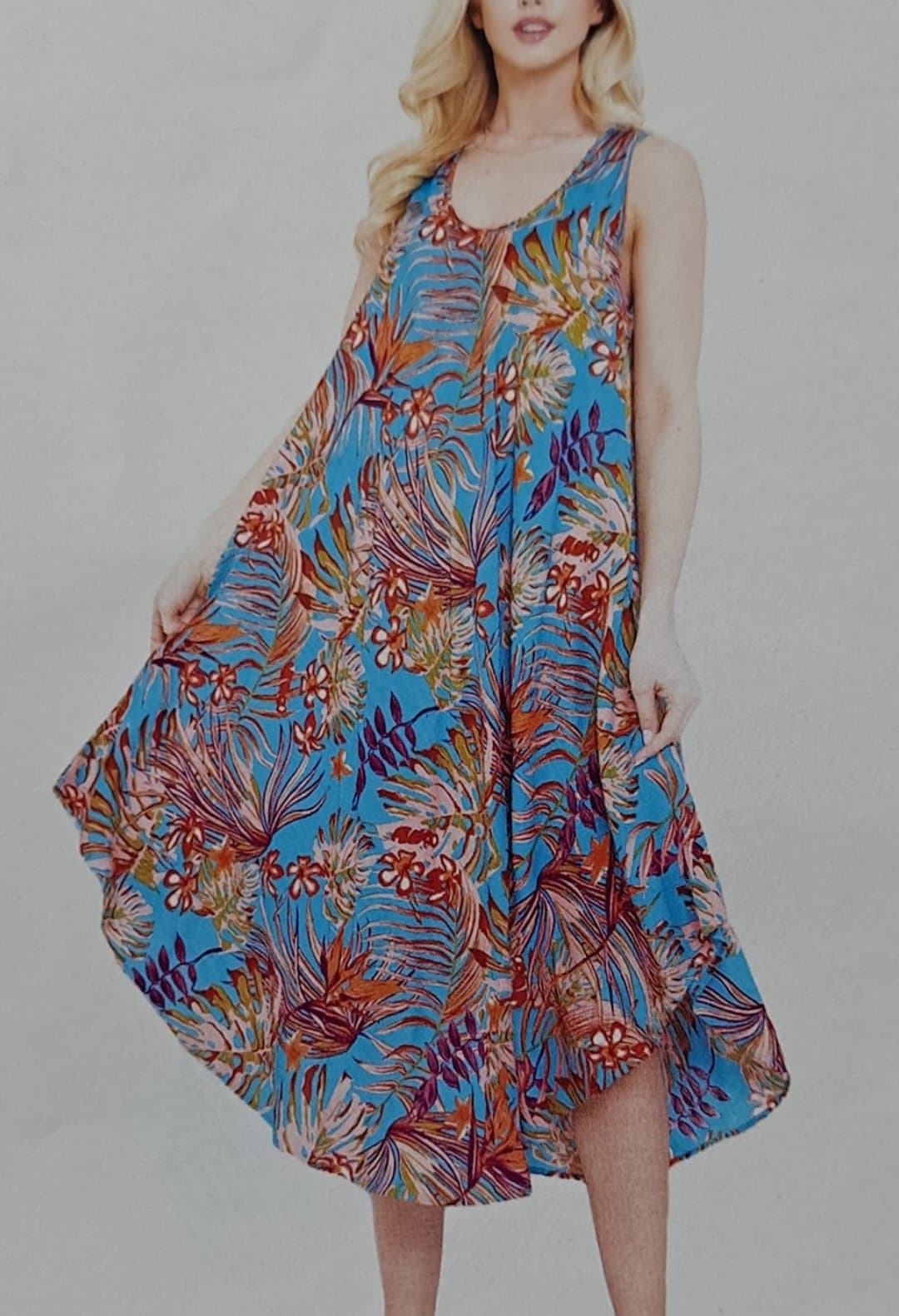 Womens Rayon Assorted Print Tank Sleeve Dress - HalfMoonMusic