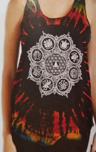 Spandex Tie Dye "Auspicious" Print Tank Top - HalfMoonMusic