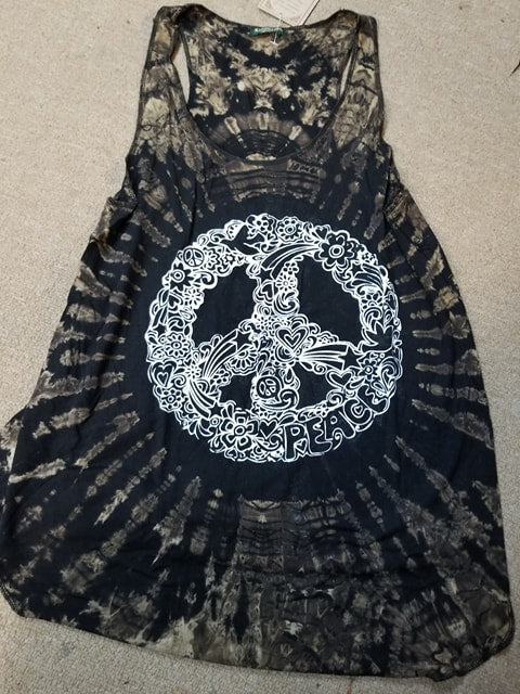 Spandex Peace Print Flowy Tank Top - HalfMoonMusic