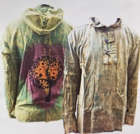 Long Sleeved Mens Hooded Tree Top - HalfMoonMusic