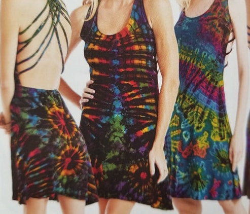 Womens Spandex Tie-Dye Criss-Cross Back Draped Dress - HalfMoonMusic