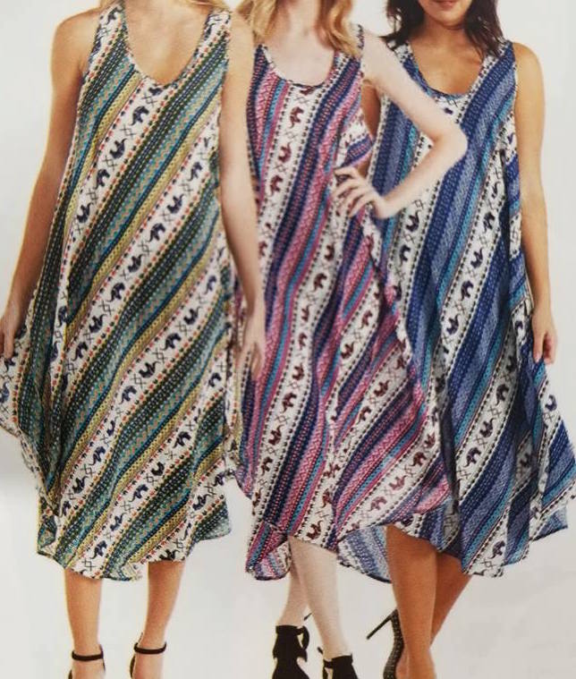 Womens Rayon Tank Top Elephant Dress - HalfMoonMusic