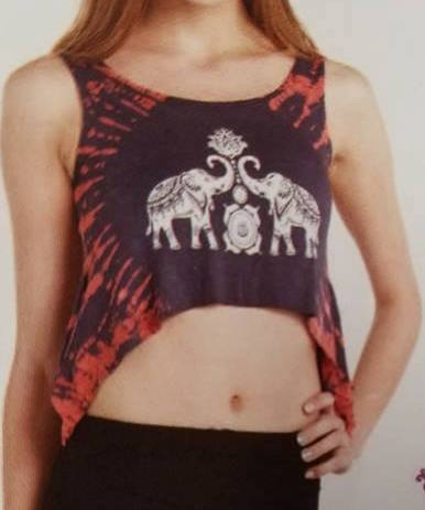 Elephant Flowy Tie Dye Crop Top - HalfMoonMusic