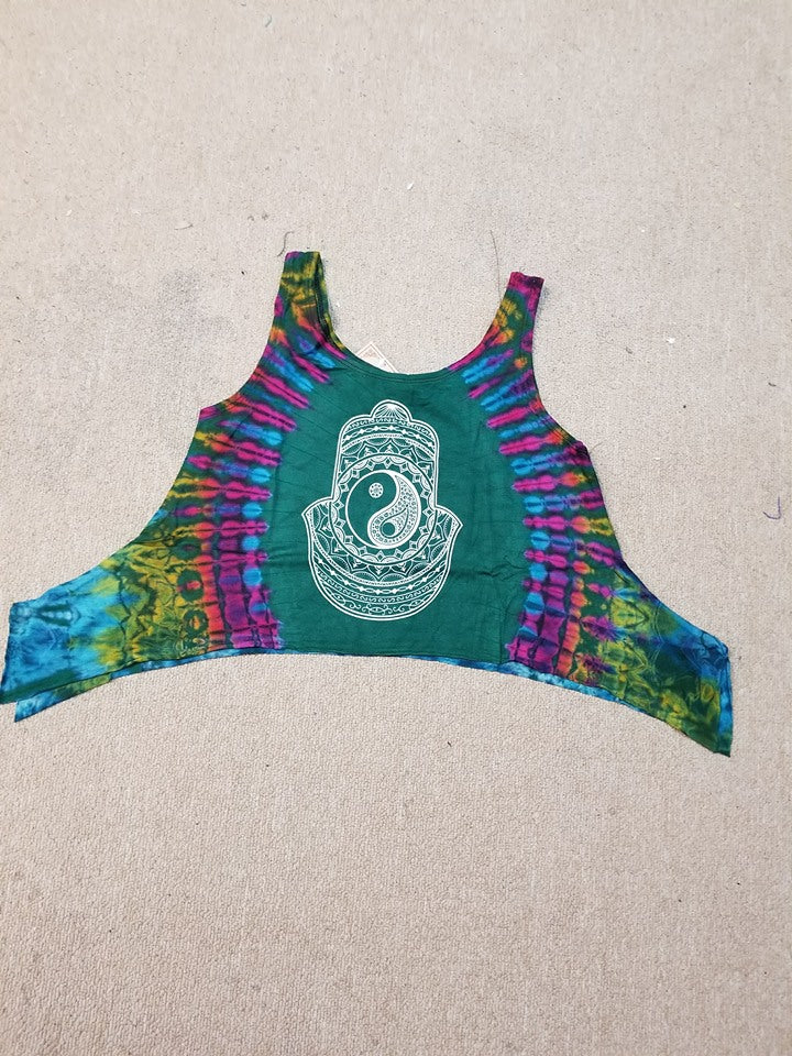 Yin Yang Hamsa Flowy Crop Top - HalfMoonMusic