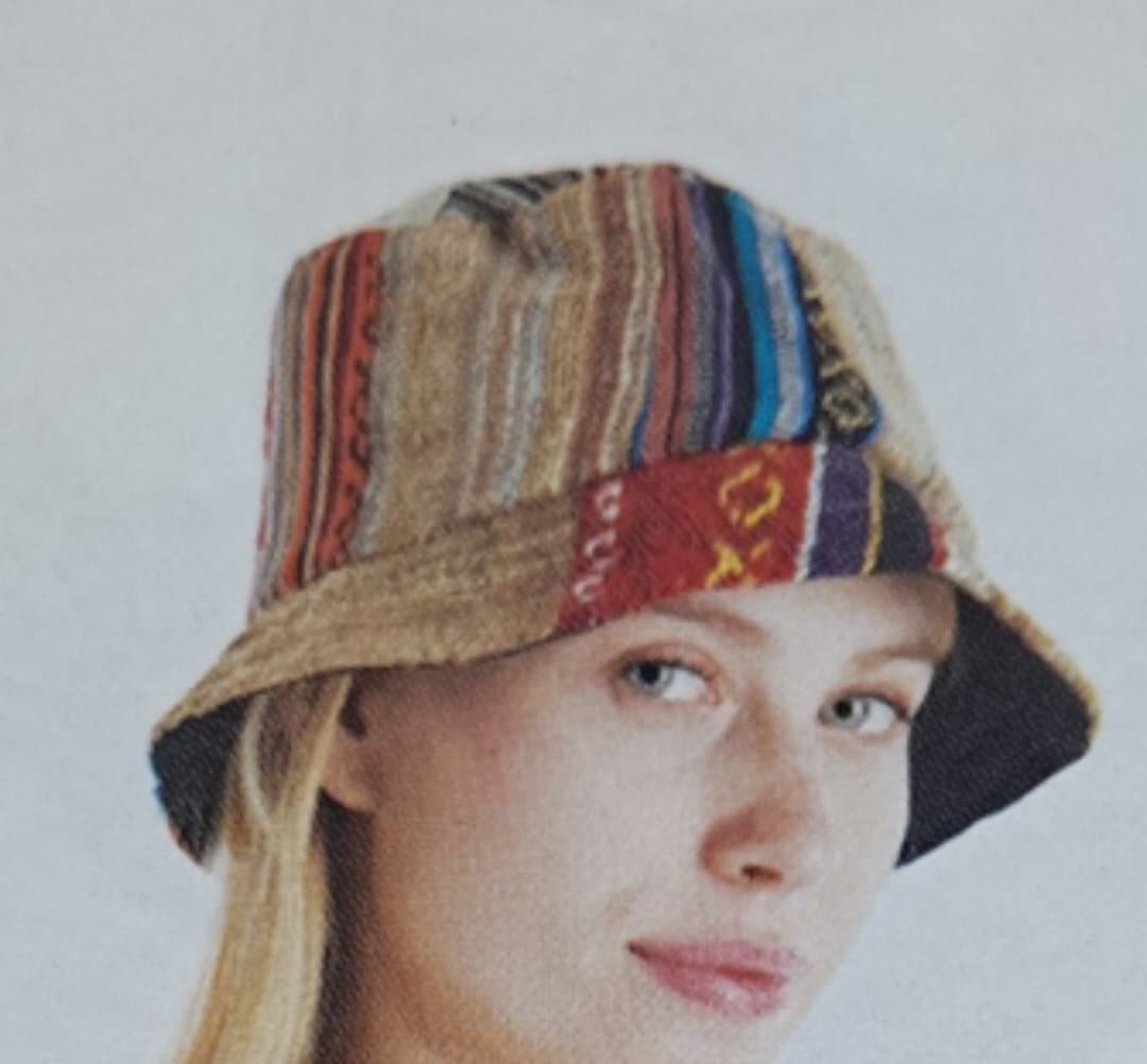 Square Patchwork Cotton & Hemp Bucket Hat - HalfMoonMusic