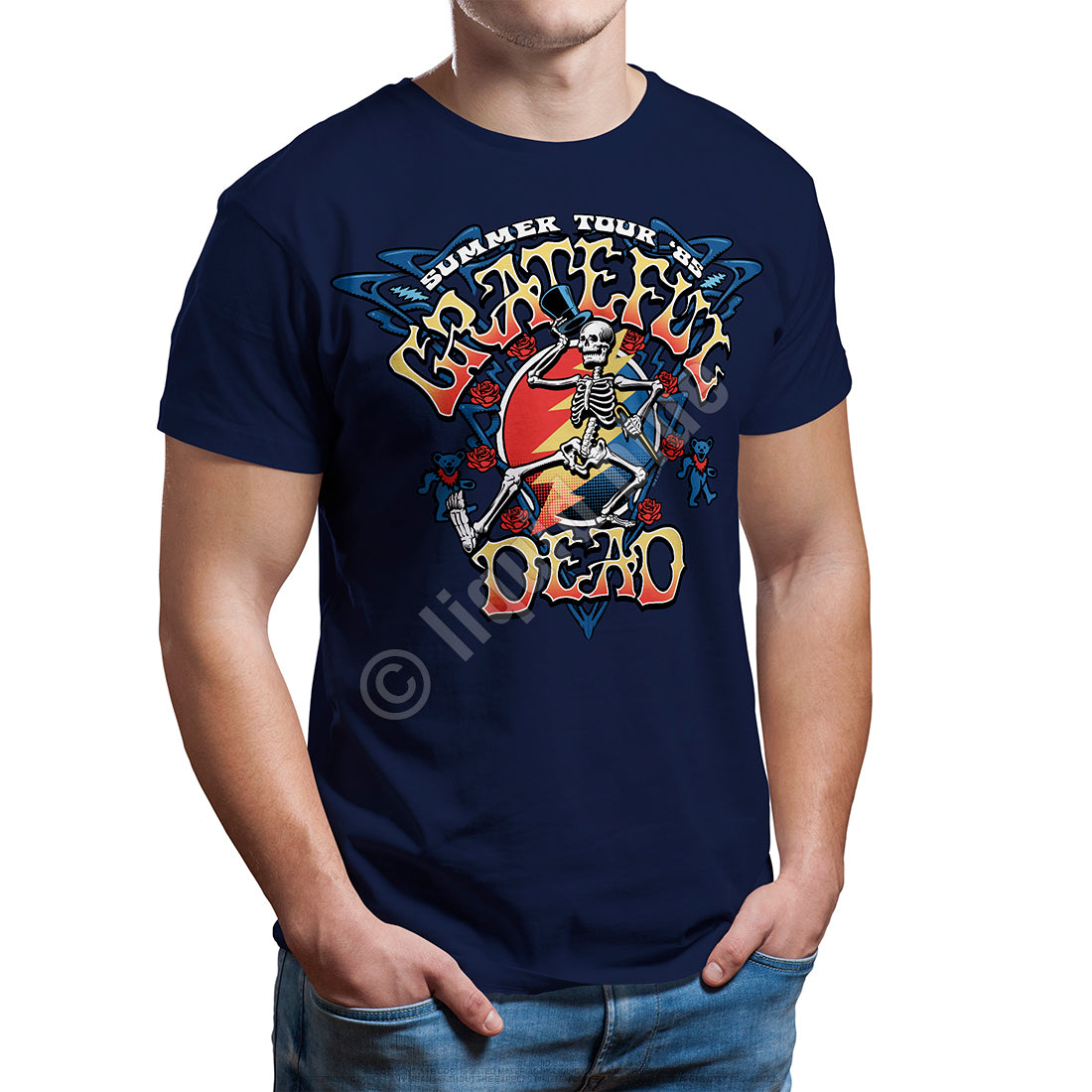 Mens Grateful Dead Strutting Skelly T Shirt - HalfMoonMusic