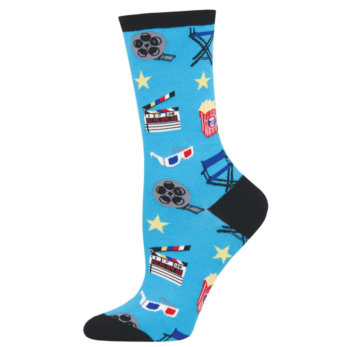 Womens Movie Night Crew Socks - HalfMoonMusic