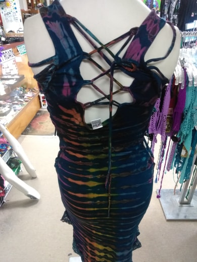 Women's Cotton Bubbling Over Tie-Dye Dress with Lace - HalfMoonMusic