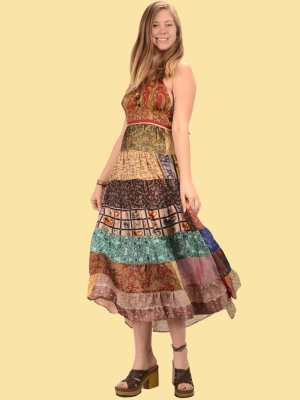 Womens Recycled Whispering Wind Halter Style Dress - HalfMoonMusic