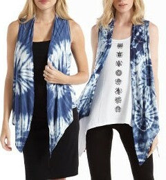 Womens Spandex Tie-Dye Indigo Vest - HalfMoonMusic