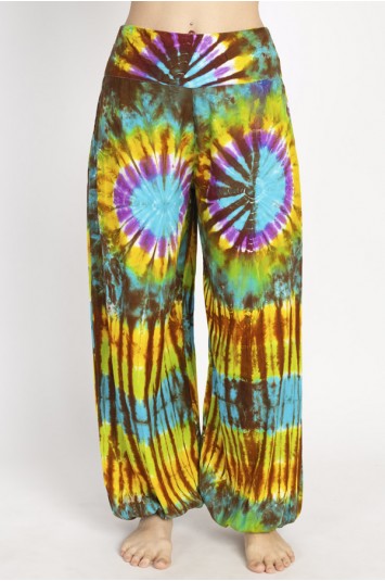 Tie Dye Flat Front Tapered Pants - HalfMoonMusic