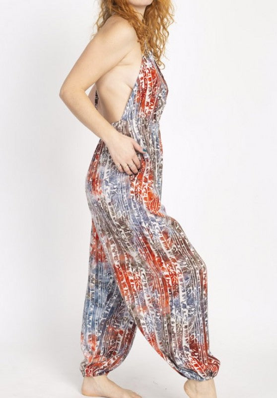Womens Woods Batik Tie Dye Overall Pants - HalfMoonMusic