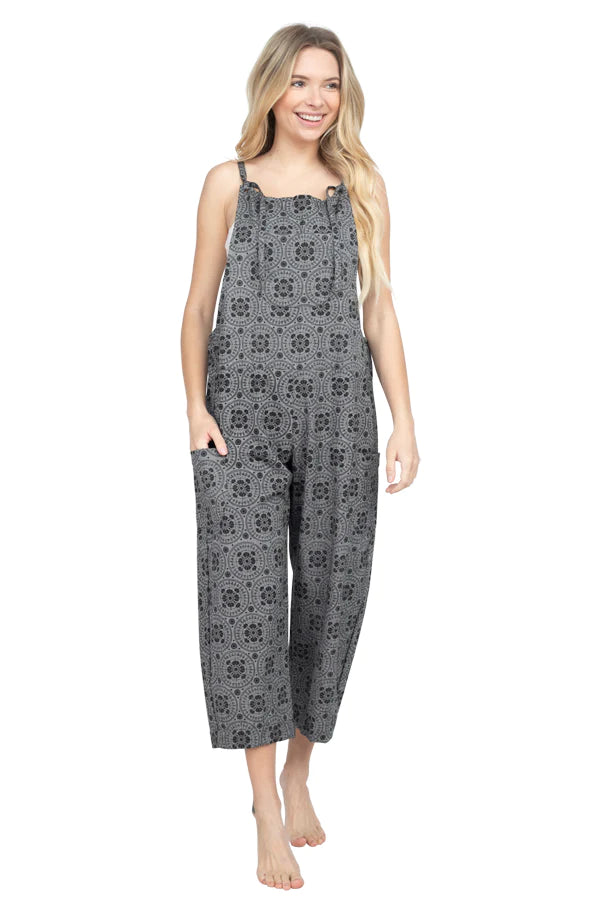 Women's Cotton Lotus Mandala Light Overalls - HalfMoonMusic