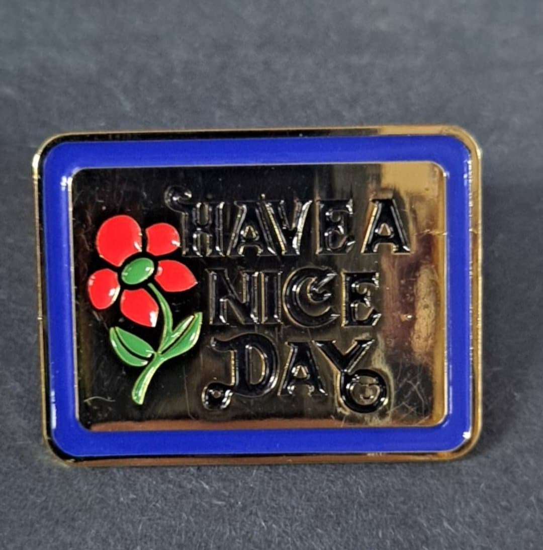 Have A Nice Day Metallic Gold Flower Hat Pin - HalfMoonMusic