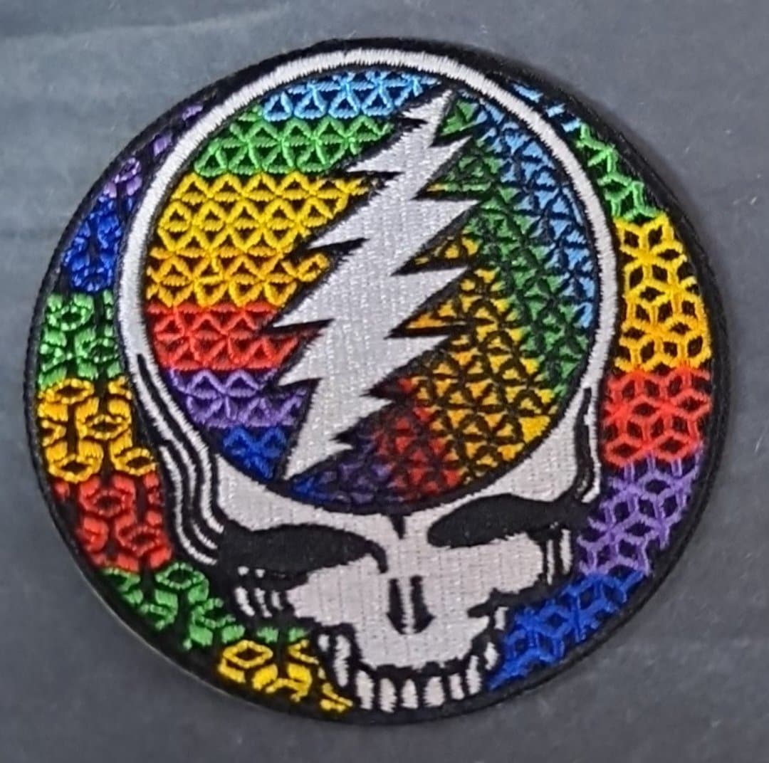 Grateful Dead Steal Your Face Rainbow Geometric Mandala Patch - HalfMoonMusic