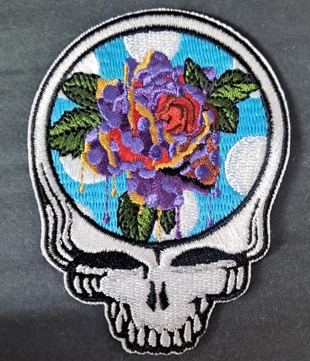 Grateful Dead Steal Your Face Purple Flower Patch - HalfMoonMusic