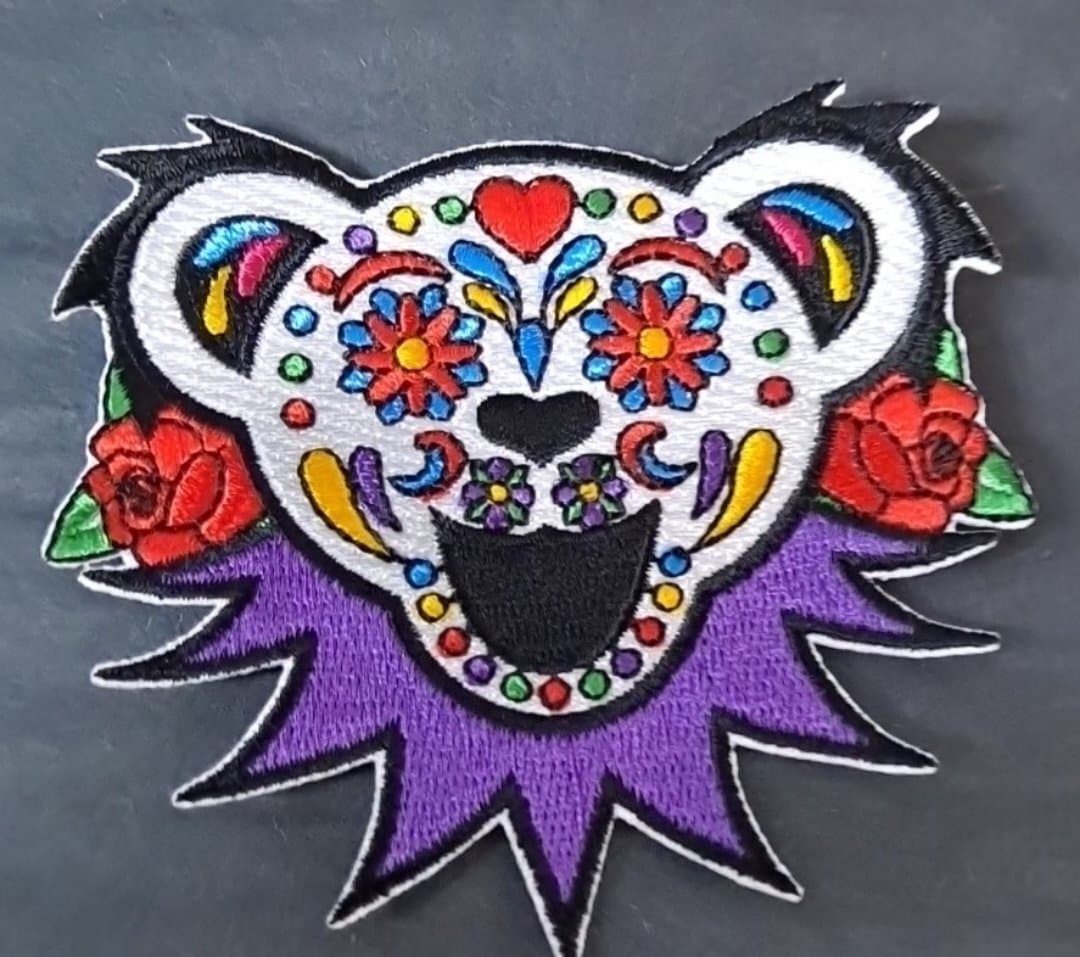 Grateful Dead Dancing Bear Sugar Skull Patch - HalfMoonMusic