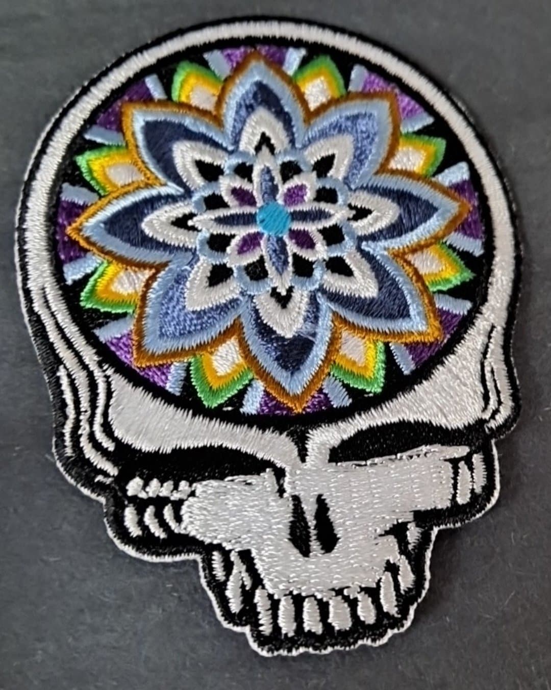 Grateful Dead Steal Your Face Flower Mandala Patch - HalfMoonMusic