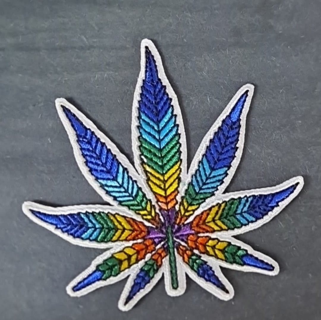 Rainbow Psychadelic Pot Leaf Patch - HalfMoonMusic