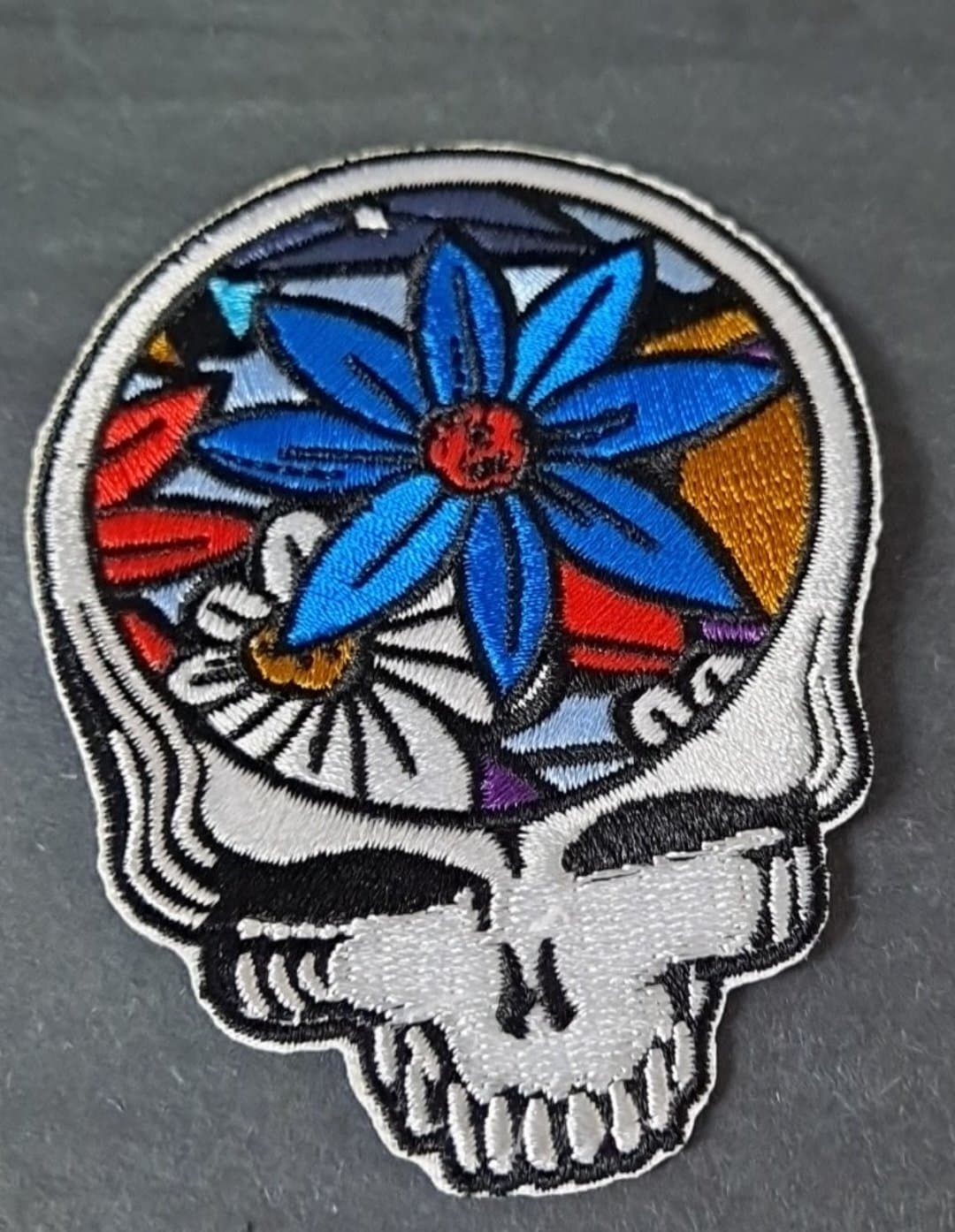 Grateful Dead Steal Your Face Blue Flower Patch - HalfMoonMusic