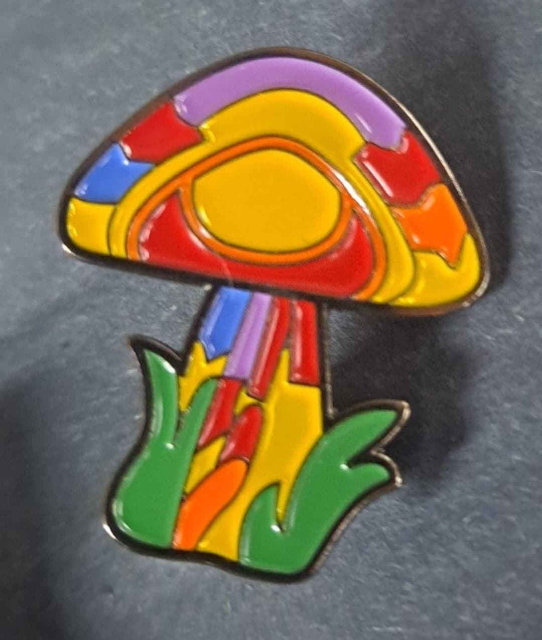 Trippy Yellow Mushroom Hat Pin - HalfMoonMusic