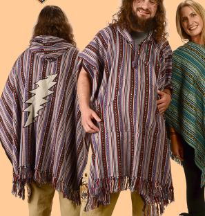 Grateful Dead Bolt Applique Brushed Gheri Poncho - HalfMoonMusic