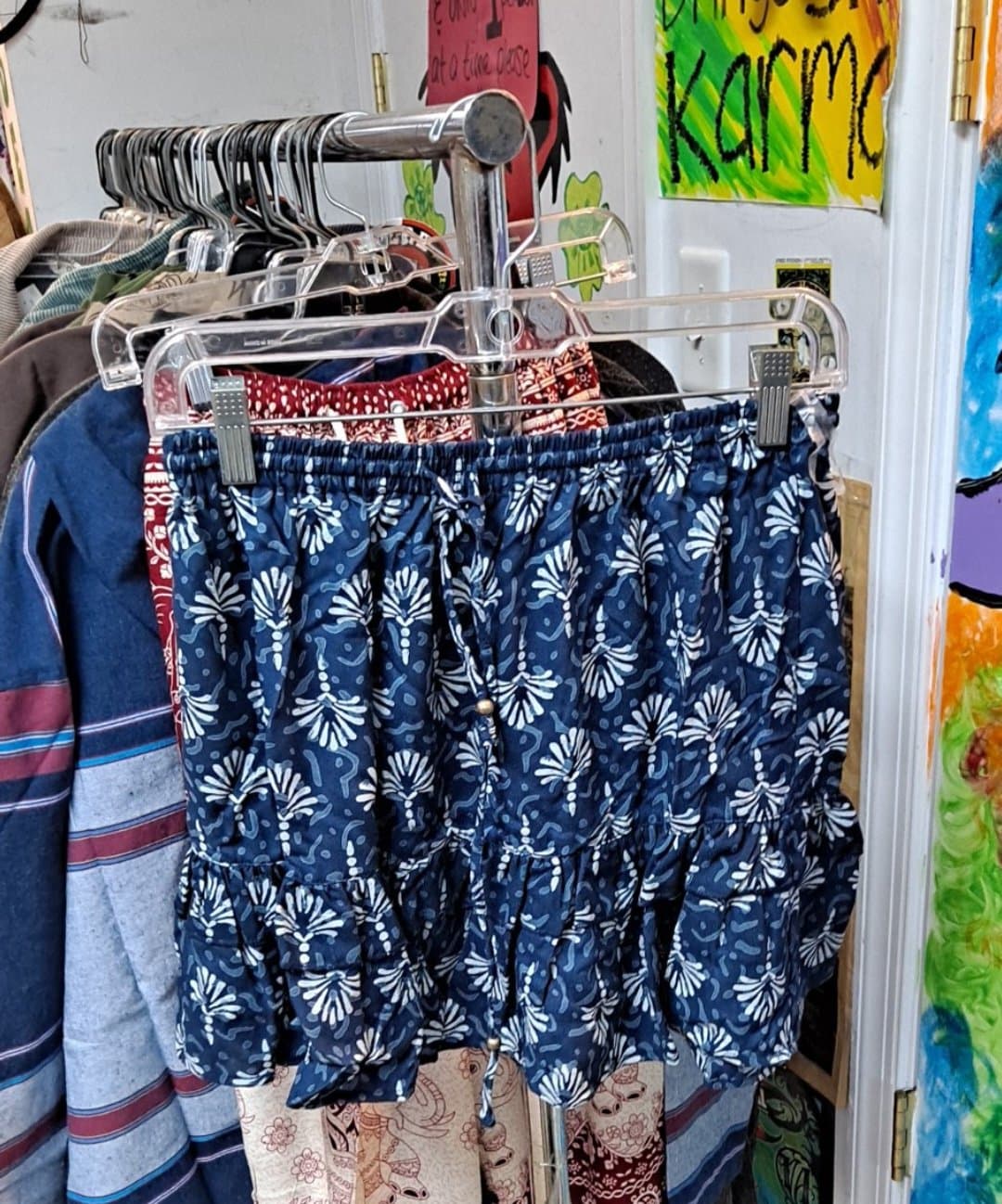 Women's Rayon Floral Drawstring Short Combo Skirt Shirt - HalfMoonMusic