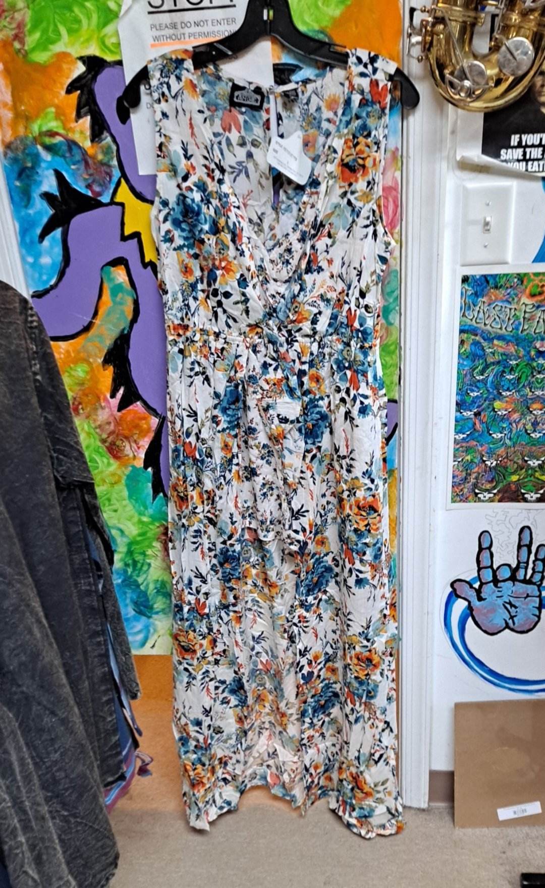 Women's Rayon Tropical Sleeveless Shorts Romper W/ Long Cape Skirt - HalfMoonMusic