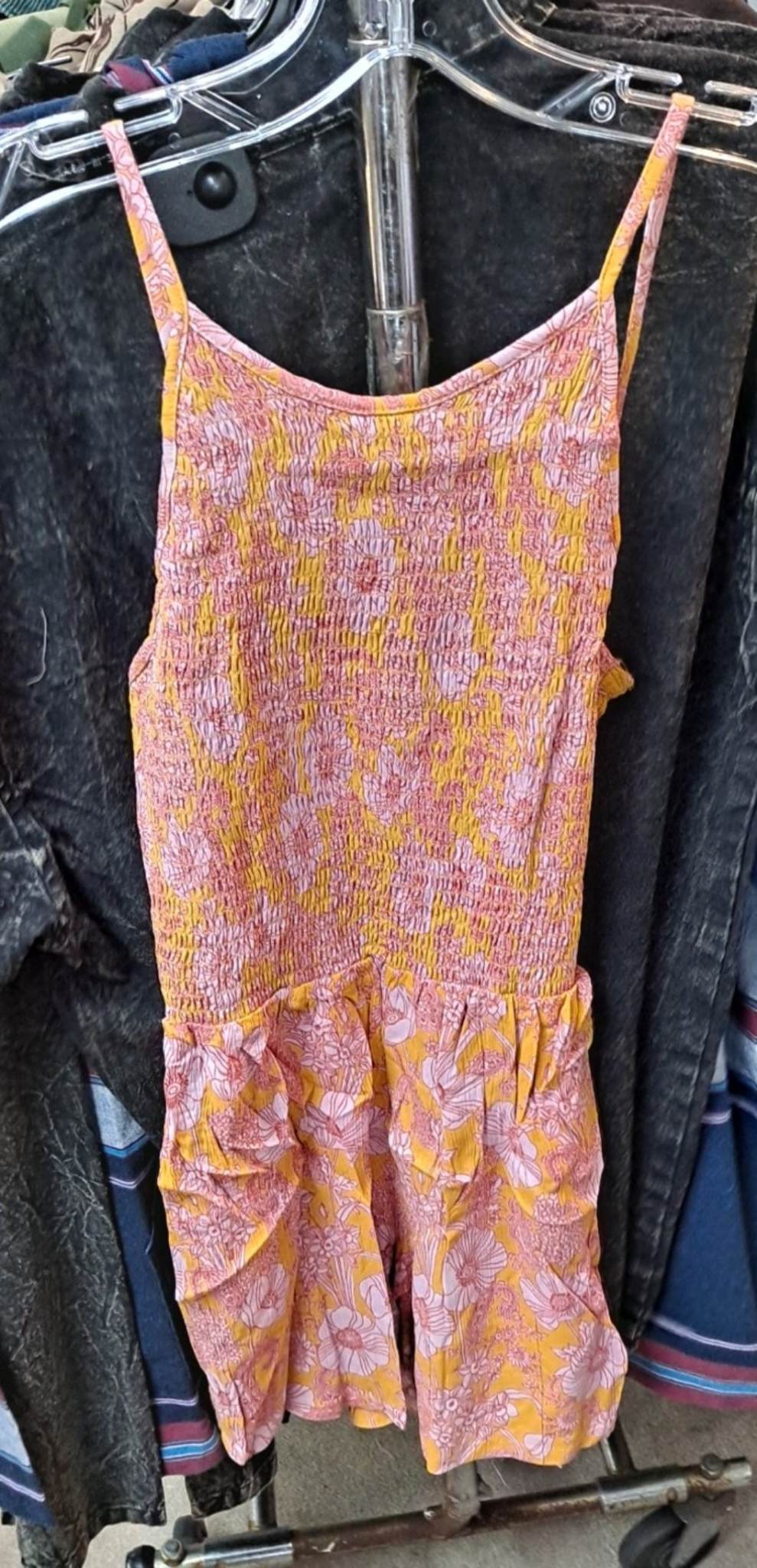 Women's Rayon Sleeveless Smocked Strap Mini Romper - HalfMoonMusic