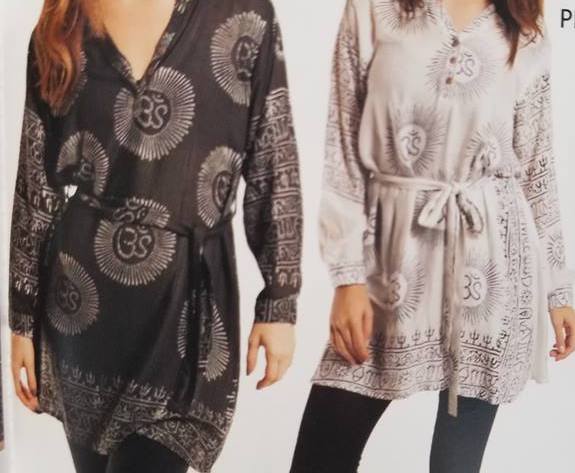 Cotton Ohm Print Shirt With Sash - HalfMoonMusic