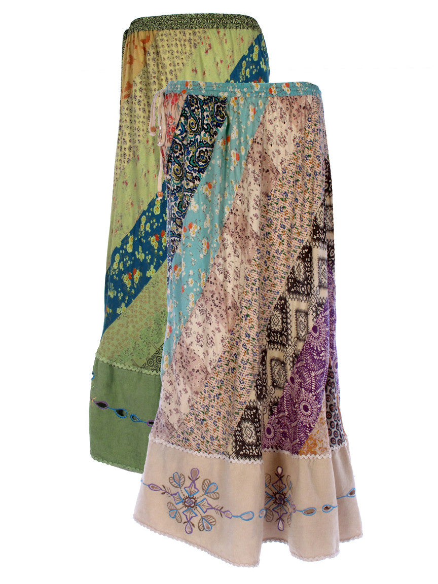 Floral Panel Cut Out Skirt - HalfMoonMusic