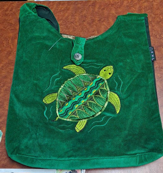 Terrapin Turtle Embroidered Erica Shoulder Bag - HalfMoonMusic