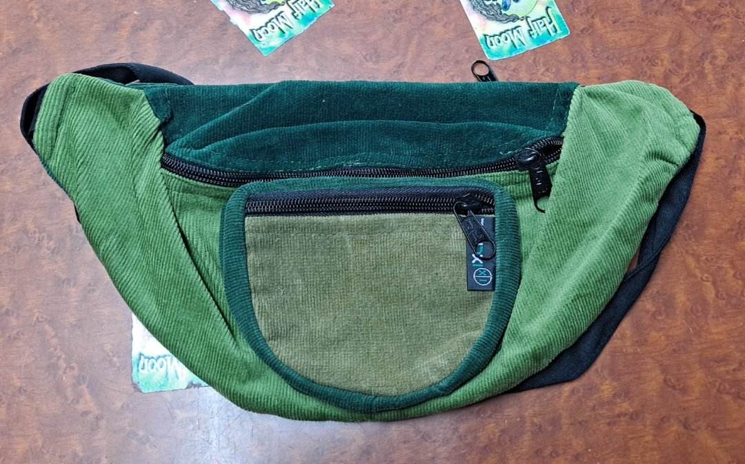 Corduroy Patchwork Rounded 3-Pocket Fanny Pack - HalfMoonMusic