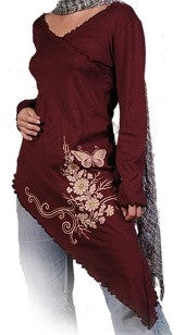 Womens Long Sleeve Asymetrical Top - HalfMoonMusic