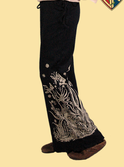 Womens Cotton Mushroom Batik Pants - HalfMoonMusic