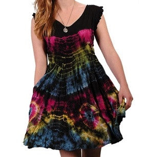 Womens Tie-Dye Babydoll Dress - HalfMoonMusic