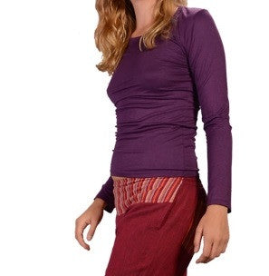 Solid Long Sleeve Spandex Womens Top - HalfMoonMusic